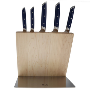 Akka Series Royal Blue 6 pc Magnetic Knife Block Set (Maple Block) by Cangshan