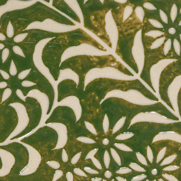 Botanical Green Stoneware Platter