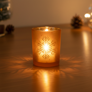 Snowflake Etched Mercury Glass Votive Holder - Available in 2 Sizes