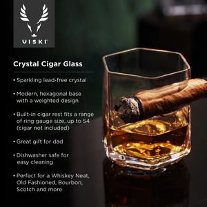 Crystal Whiskey Glass with Builtin Cigar Holder