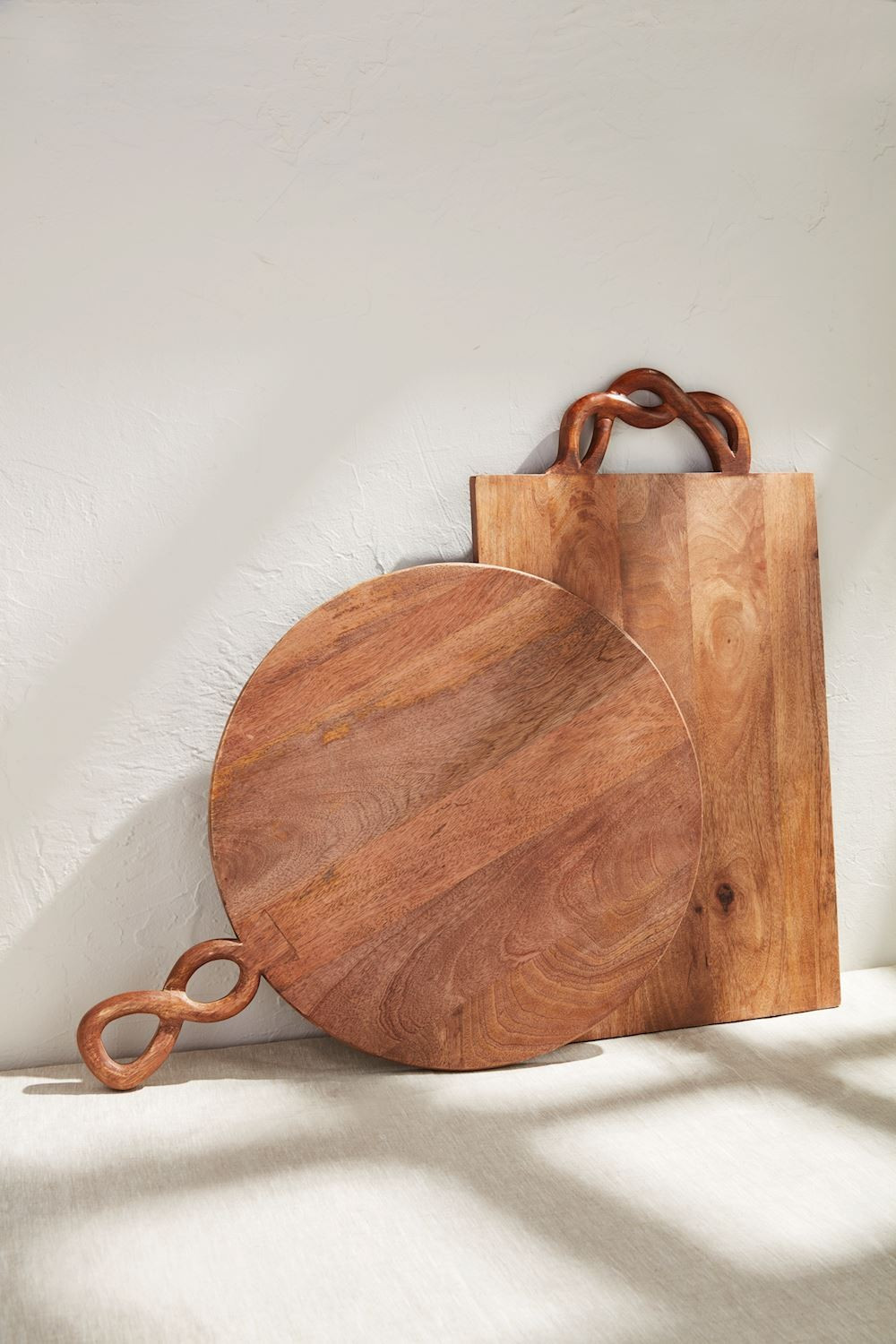 Large Round Serving Board with Twisted Handle