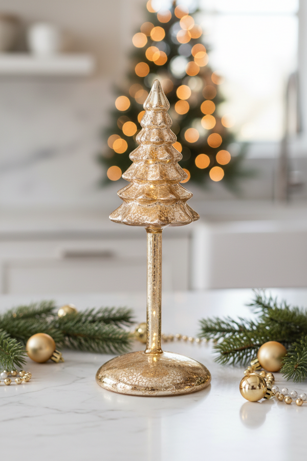 Gold Mercury Glass Tree Finial - Available in 3 Sizes