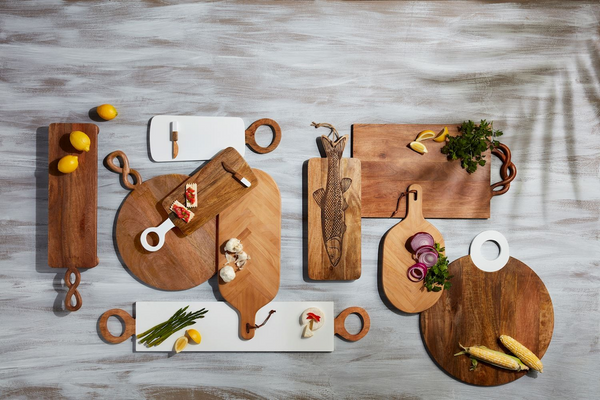 Large Round Serving Board with Twisted Handle