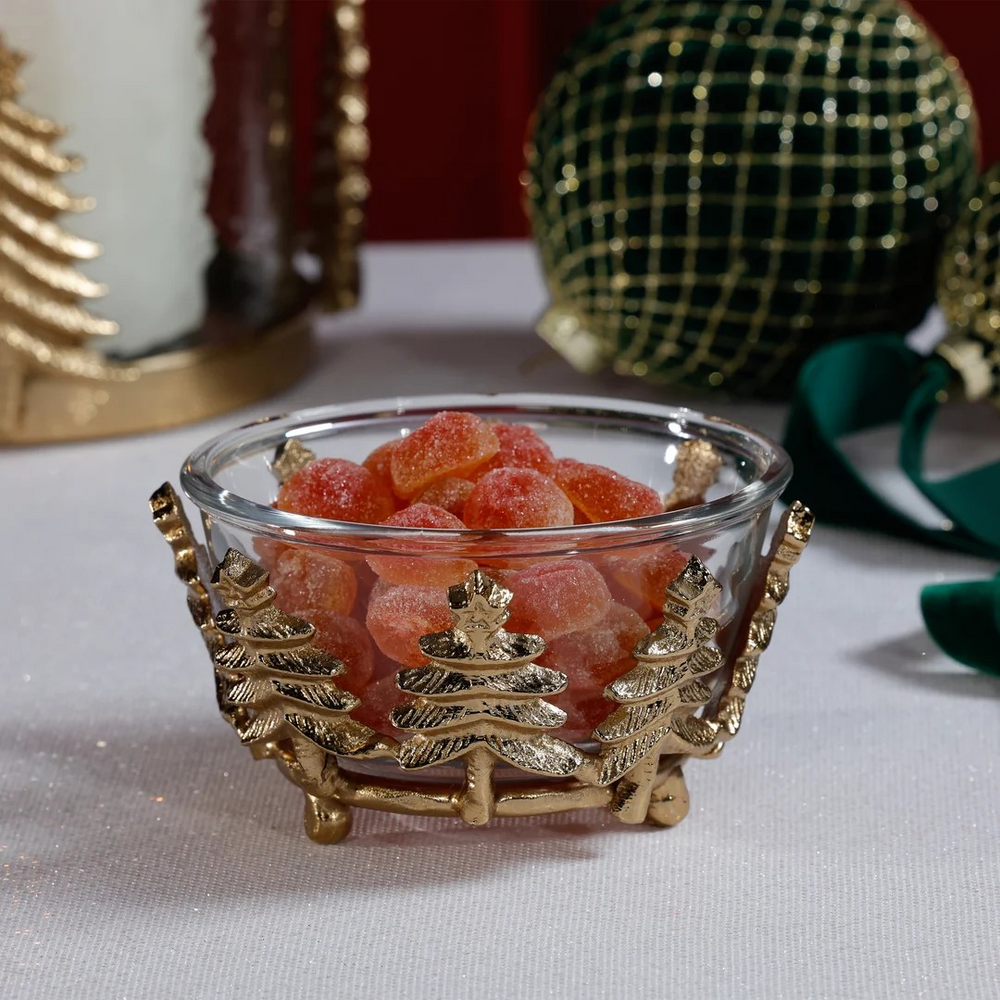 Forêt d’Hiver Gold Tree Glass Bowl