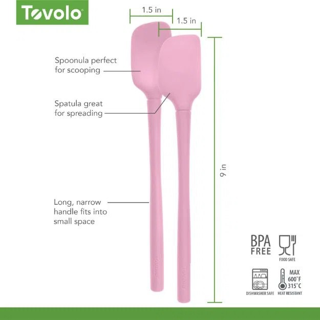 Flex-Core® All Silicone Mini Spatula & Spoonula (Set of 2) - Choose Pink Sorbet or Blue Slate