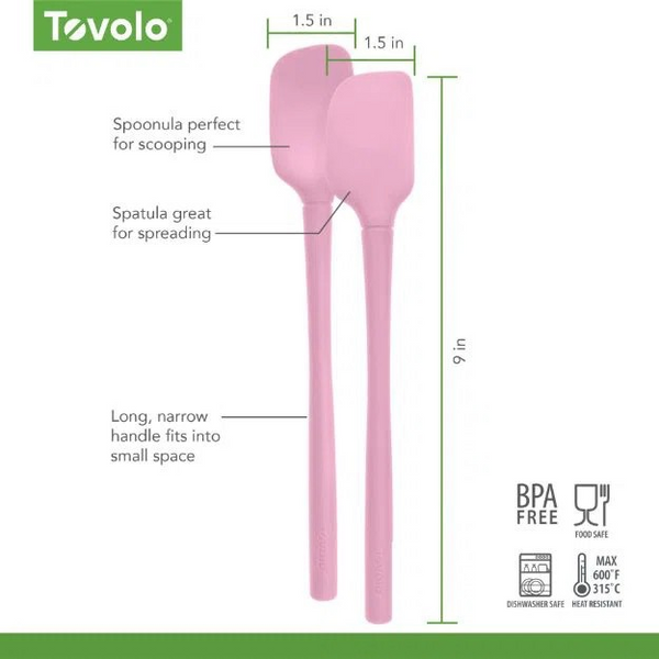 Flex-Core® All Silicone Mini Spatula & Spoonula (Set of 2) - Choose Pink Sorbet or Blue Slate