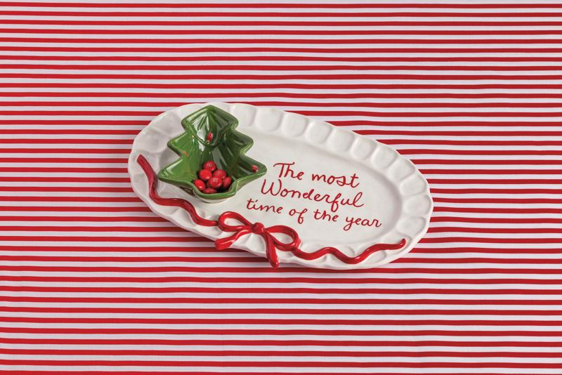 Christmas Bow Tidbit & Platter Set