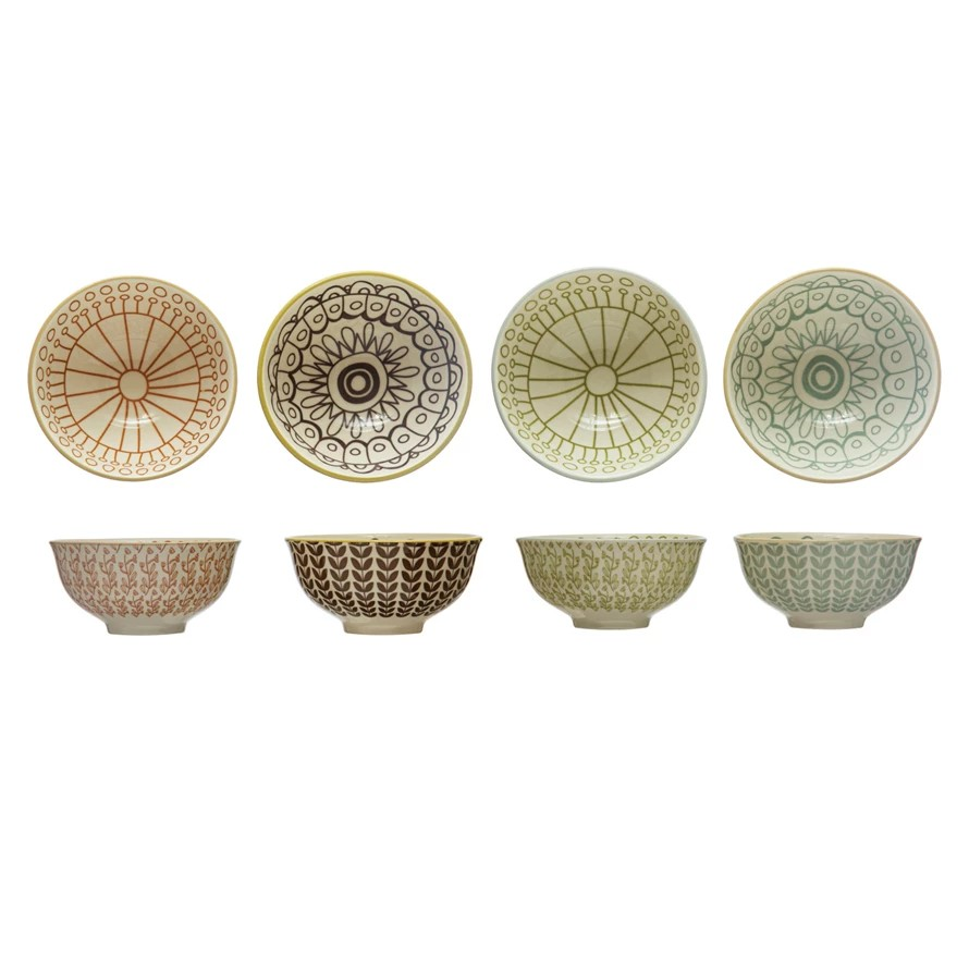 Patterned Stoneware Nibble Bowl - 4 Styles to Choose From