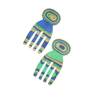 Island Bamboo Pakkawood Salad Hands - Choose from Natural, Peacock or Rainbow