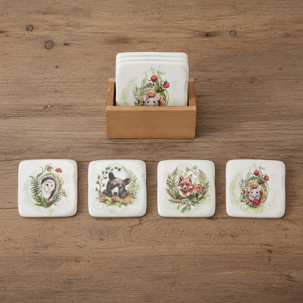 Hemlock Woodland Box Coaster Set