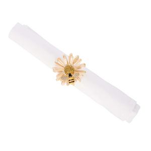 Daisy & Bee Floral Napkin Ring Set 4