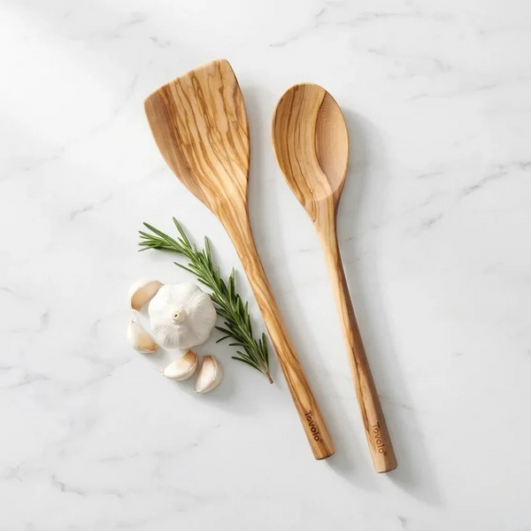 Tovolo Olivewood Spoon and Angled Turner Set