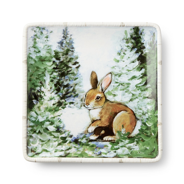 Winter Cabin Dessert Plate - Choose Your Favorite Woodland Creature