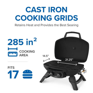 TravelQ 285 Portable Gas Grill - Choose from Blue or Red (Only Red includes the drop in cast iron griddle)