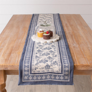 French Blue Floral Runner 72"