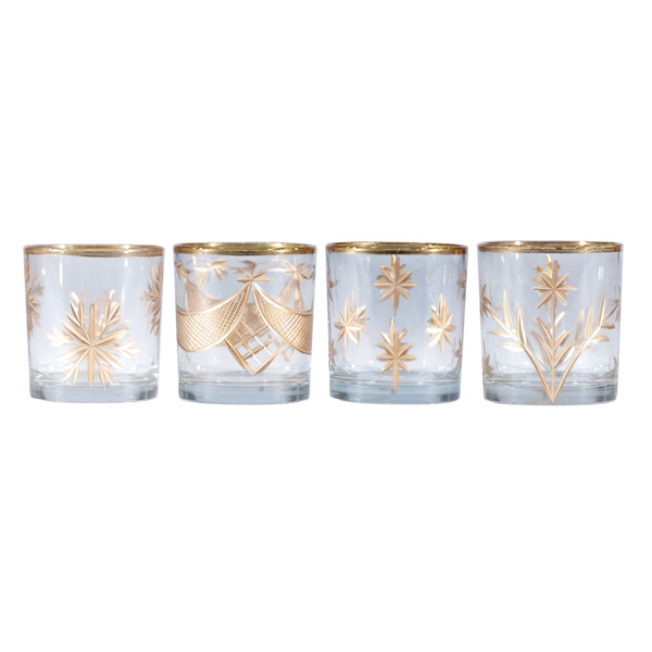 Gold Etched Glass Votive Asst.