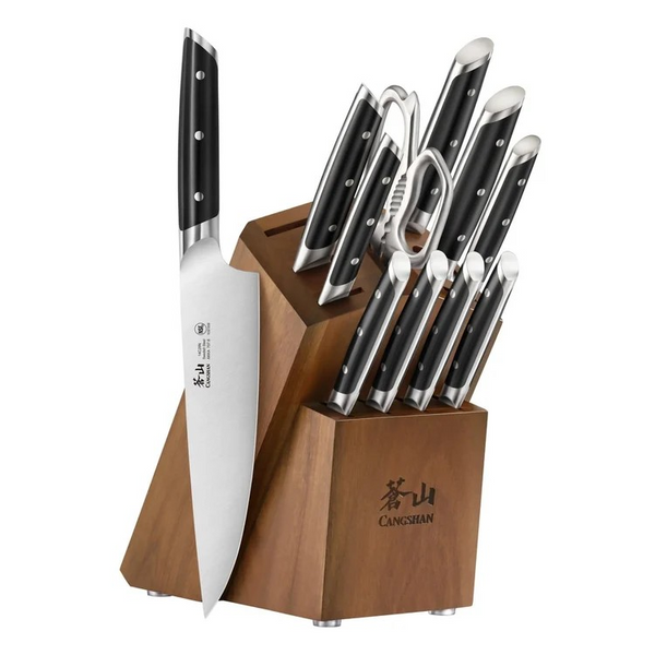 AKKA Series 12-Piece Knife Block Set, Swedish Steel (Black) by Cangshan