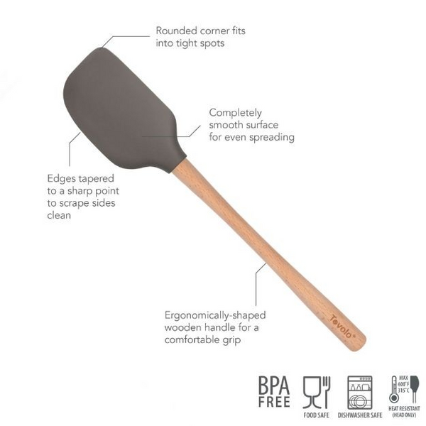 Flex-Core Spatula Wood Handle Charcoal