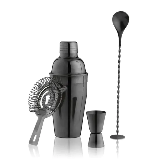 Gunmetal Black Barware Set