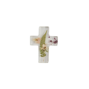 Dried Flower Resin Cross With Fern