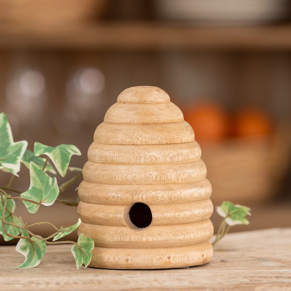 Carved Wood Tabletop Beehive