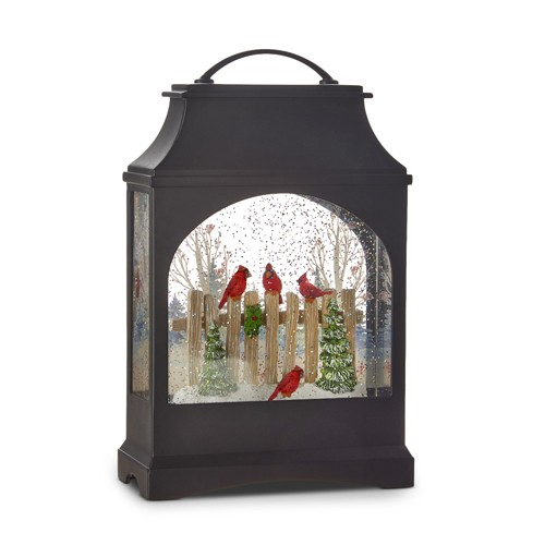 Cardinal On The Fence Lighted Water Lantern