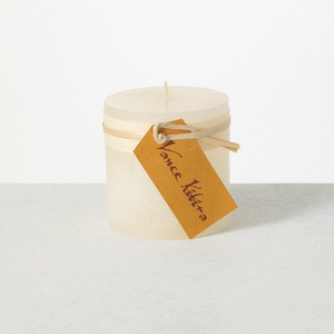Melon White Timber Pillar Candle