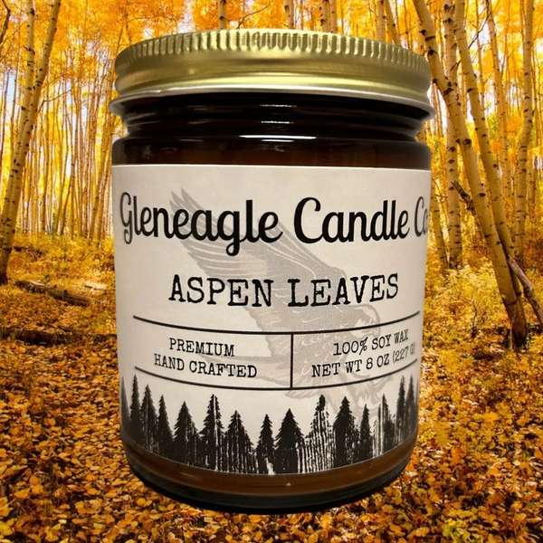 Aspen Leaves Candle 4oz. Gleneagle Candle Co.