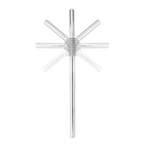 Turtleneck Reusable Bendable Metal Drinking Straws, Silver, Set of 4 Straws and 1 Cleaning Brush