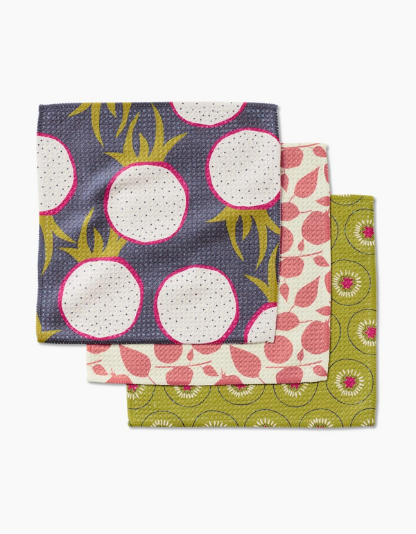 Tropical Fruit Dishcloth Set of 3 Geometry