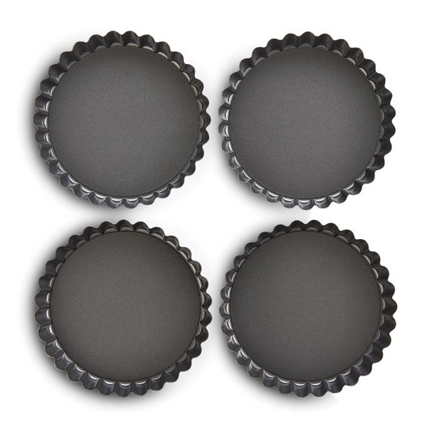 Quiche Pan Round Non-Stick Carbon Steel Set/4