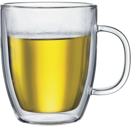 Bodum Bistro Set of 2 Thermal Double Walled 15 oz. Glass Mugs