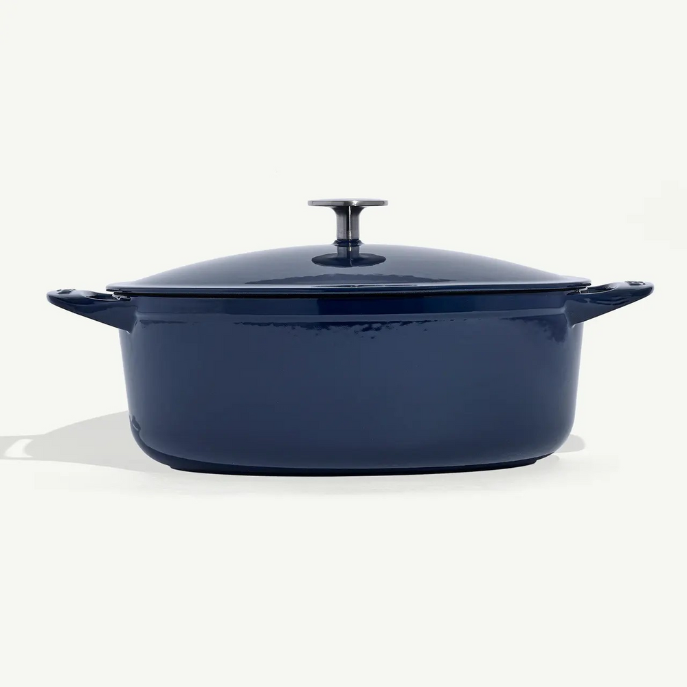 Enameled Cast Iron Oval Dutch Oven 7.5 Qt Blue