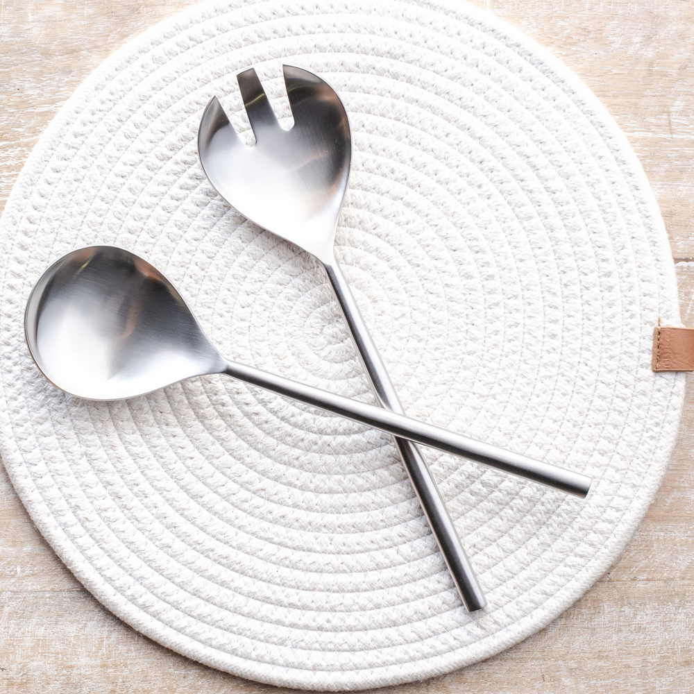 BRUSHED NICKEL SALAD SET