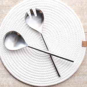 BRUSHED NICKEL SALAD SET