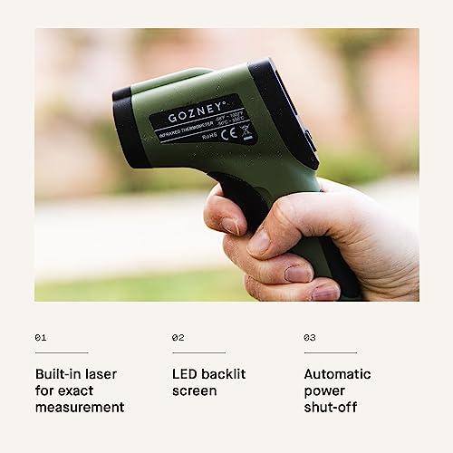 Infrared Thermometer - Built-in Laser Thermometer with LED Screen - 9V Battery Included - Celsius and Fahrenheit