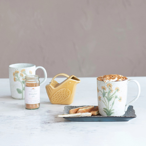 12 oz. Hand-Painted Stoneware Mug w/ Botanicals Asst.