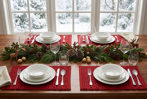 Red Ribbed Winter Placemat