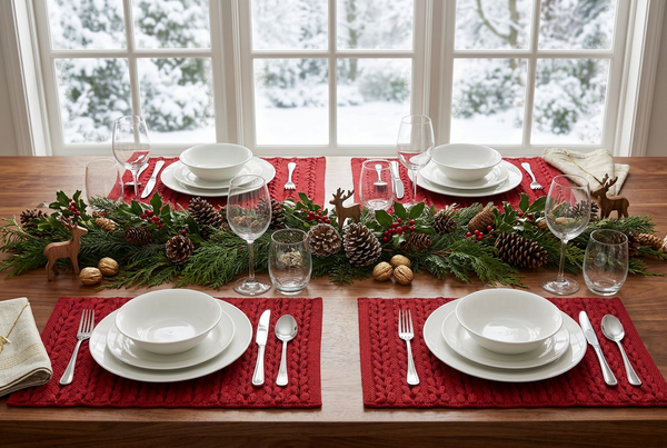 Red Ribbed Winter Placemat