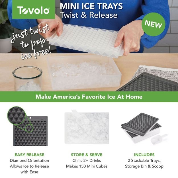 Mini Ice Twist & Release Trays with Storage Bin and Ice Scoop