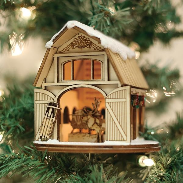Santa's Reindeer Barn Ginger Cottages Ornament
