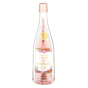 Acrylic Champagne Bottle + Glasses - Love of Bubbles