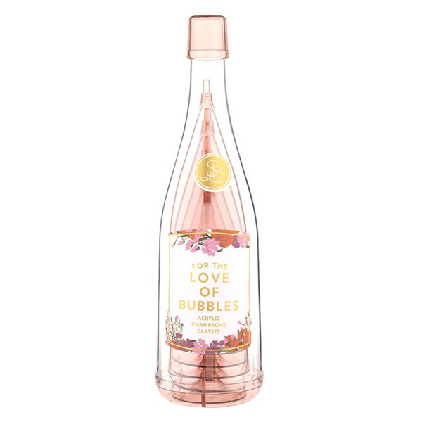 Acrylic Champagne Bottle + Glasses - Love of Bubbles