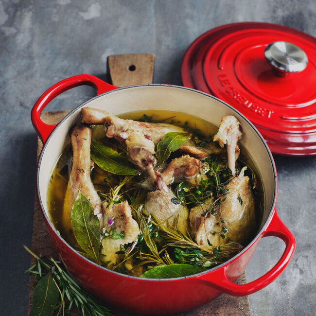 Oyster Le Creuset Dutch Oen on a trivet