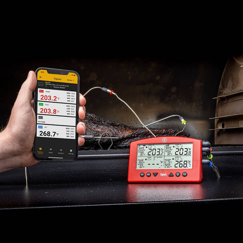 Signal RED BBQ Alarm Thermometer with Wi-Fi and Bluetooth® Wireless Technology