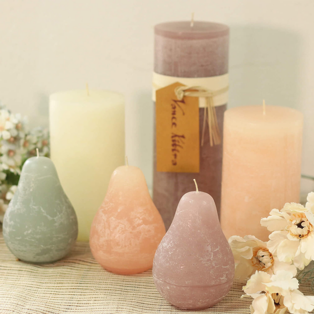 Mauve Timber Pillar Candle