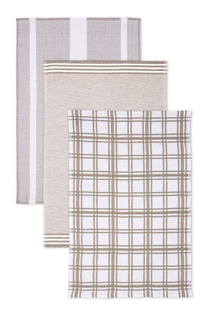 Waffle Terry Stripe Dish Cloth Khaki