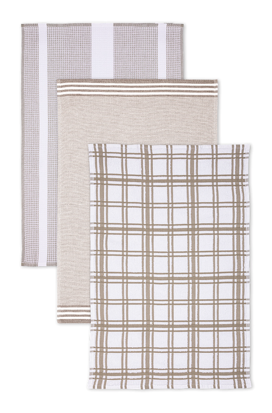 Waffle Terry Stripe Dish Cloth Khaki