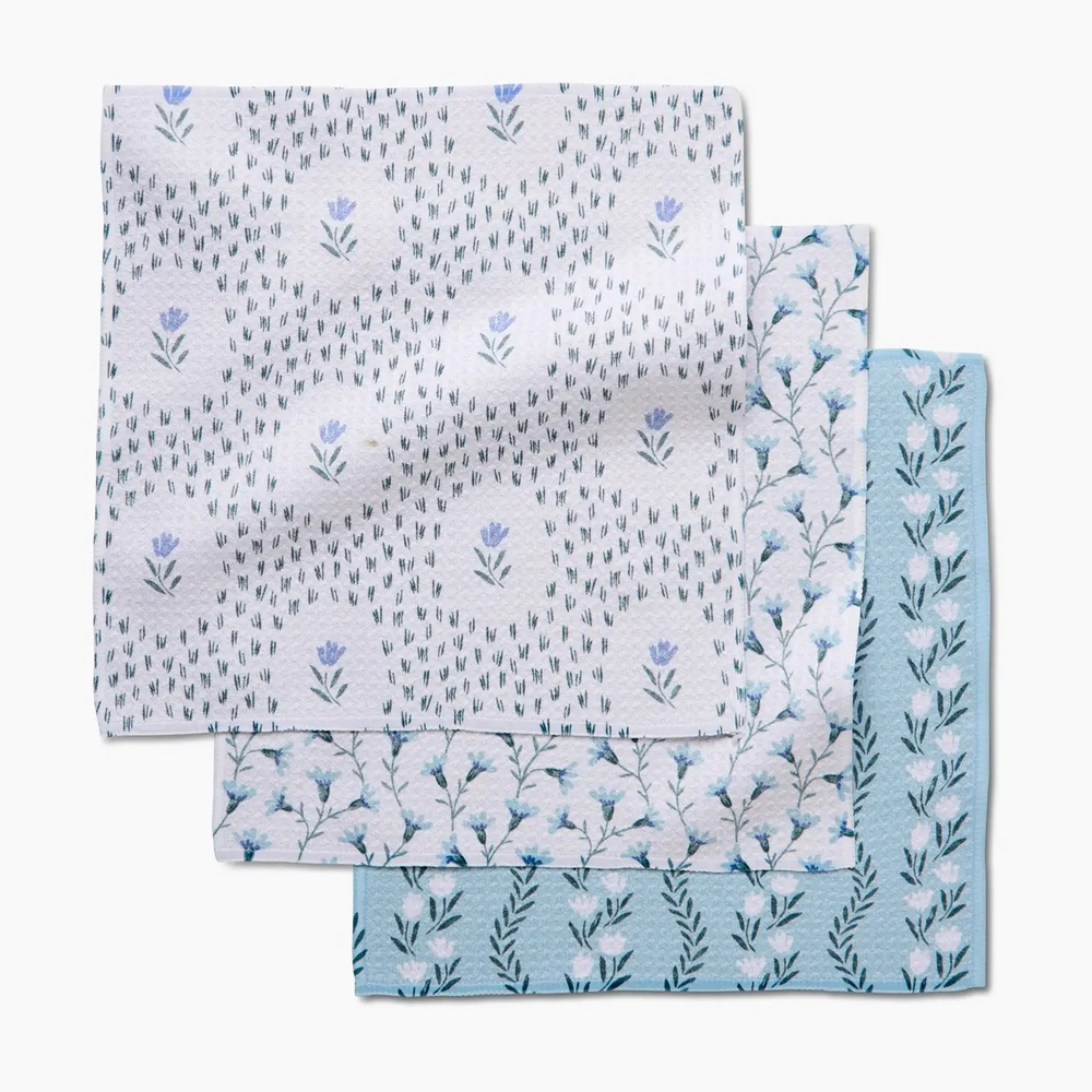 Trailing Farmhouse Florals Dishcloth Set of 3 Geometry