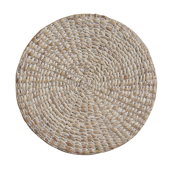 Braided Hyacinth Round Placemat - White